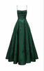 Long Spaghetti Straps A-Line Green Prom Dress, Long Prom Dresses