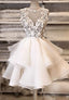 White Lace Short Prom Dress, A Line Homecoming Dresses