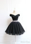 Black Off the Shoulder Short Prom Dress, A Line Homecoming Dresses
