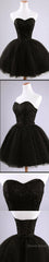 Lovely Black Lace Beads Strapless Sweetheart Juliet Tulle Skirt Mini Homecoming Dresses