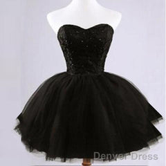 Lovely Black Lace Beads Strapless Sweetheart Juliet Tulle Skirt Mini Homecoming Dresses