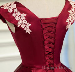 Lovely Cap Sleeves Short Party Dresses, Satin Homecoming Dress