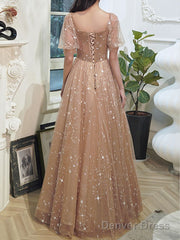 Lovely Champagne Sweetheart Tulle Party Dresses, A-Line Tulle Prom Dress