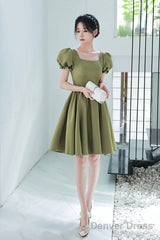 Lovely Green Short Sleeves Party Dress, Green Short Prom Dress Homecoming Dress