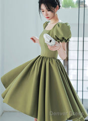 Lovely Green Short Sleeves Party Dress, Green Short Prom Dress Homecoming Dress