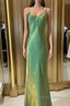 Lovely Green Straps Long Prom Dress, Green Satin Prom Dress