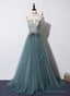 Lovely Green Tulle Lace Top Long Strapless Handmade Prom Dress,Tulle Prom Dress
