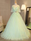 Lovely Green Tulle Long Prom Dress Prom Dress, Green Prom Gowns Prom Dresses