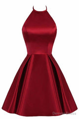 Lovely Halter Short Prom Dress, Homecoming Dresses , Satin Formal Dress