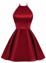 Lovely Halter Short Prom Dress, Homecoming Dresses , Satin Formal Dress