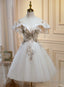 Lovely Ivory Tulle Off Shoulder Prom Dress, Ivory Graduation Dress Homecoming Dresses