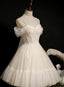 Lovely Ivory Tulle Straps Sweetheart Homecoming Dress With Bow, Short Prom Dress