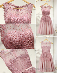 Lovely Junior Round Neckline Sleeveless Lace Appliques Sweetheart Keyhole Back Homecoming Dresses