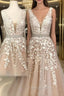 Lovely Lace Embroidery Beaded V Neck Tulle Homecoming Dresses