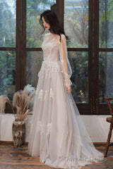 Lovely Lace Long A-Line Formal Dress, Long Sleeve Evening Dress