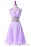 Lovely Lavender Chiffon Knee Length Prom Dress, Cute Teen Prom Dress, Homecoming Dresses