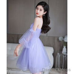 Lovely Lavender Short Party Dress Off Shoulder Dress, Cute Homecoming Dresses