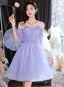 Lovely Lavender Short Prom Dress Off Shoulder Dress, Cute Homecoming Dresses