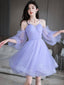Lovely Lavender Short Prom Dress, Off The Shoulder Homecoming Dress Prom Dresses
