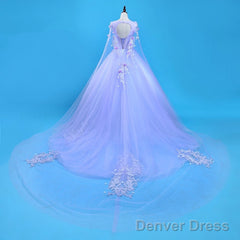 Lovely Lavender Tulle Flower Lace Ball Gown Formal Gown, Lavender Sweet 16 Dresses