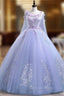 Lovely Lavender Tulle Flower Lace Ball Gown Formal Gown, Lavender Sweet 16 Dresses