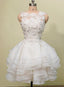Lovely Layers Short Prom Dress with Lace Flowers, Cute Graduation Dresses