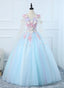 Lovely Light Blue Tulle PLong Prom Gowns Prom Dress, Blue Sweet 16 Dresses