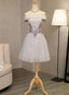 Lovely Light Grey Homecoming Dress , Tulle Short Prom Dresses