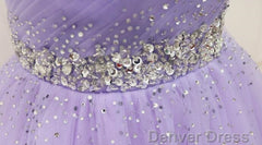 Lovely Light Purple Beaded Short Party Dress, Off Shoulder Homecoming Dress