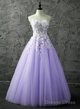 Lovely Light Purple Tulle Sweetheart Prom Gown, Tulle Sweet 16 Dresses