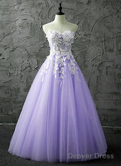 Lovely Light Purple Tulle Sweetheart Prom Gown, Tulle Sweet 16 Dresses