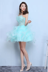 Lovely Mint Green Tulle Short Party Dresses Formal Dress, Cute Short Homecoming Dresses
