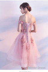Lovely Pink High Low Party Dress, Tulle Prom Dresses, Homecoming Dress