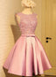 Lovely Pink Satin and Lace Homecoming Dress, Lovely Prom Dresses