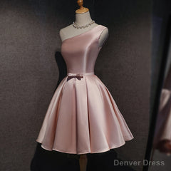 Lovely Pink Satin Short Homecoming Dresses Party Dress, Pink Short Prom Dress