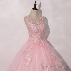 Lovely Pink Tulle Round Neckline Sweet 16 Dress, Pink Quinceanera Dress