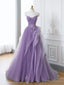 Lovely Purple A Line Tulle with Lace Applique Prom Dress, Purple Long Prom Dresses