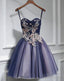Lovely Purple Blue Knee Length Flowers Sweetheart Homecoming Dress, Short Prom Dresses