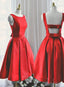 Lovely Red Satin Short Prom Dress, Red Short Prom Dresses