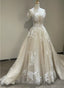 Lovely Round Neckline Tulle With Lace Applique Wedding Prom Dress, Tulle Wedding Dresses