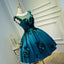 Lovely Satin Knee Length Ball Gowns Prom Dress With Flower Lace Homecoming Dresses