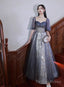 Lovely Short Sleeves Tulle With Lace Prom Dress, A Line Prom Dress