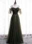 Lovely Simple Off Shoulder Straps Long Tulle Prom Dress, Simple Prom Dress