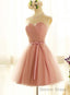 Lovely Sweetheart Short Prom Dress, Pink Cute Teen Prom Dress With Belt, Wedding Prom Dresses