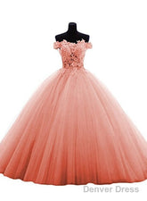 Lovely Tulle Ball Gown Sweetheart Lace Applique Formal Dress, Quinceanera Dresses