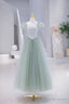Lovely Tulle Floor Length Prom Dress, A Line Short Sleeve Prom Dresses