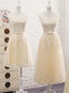 Lovely Tulle Light Champagne Bridesmaid Dress, Long Prom Dresses