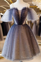 Lovely Tulle Offshoulder Short Prom Dresses, Lace Up Homecoming Dresses