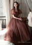 Lovely Tulle Puffy Sleeves Homecoming Dress Graduation Dress, A-Line Prom Dresses