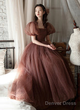 Lovely Tulle Puffy Sleeves Homecoming Dress Graduation Dress, A-Line Party Dress
